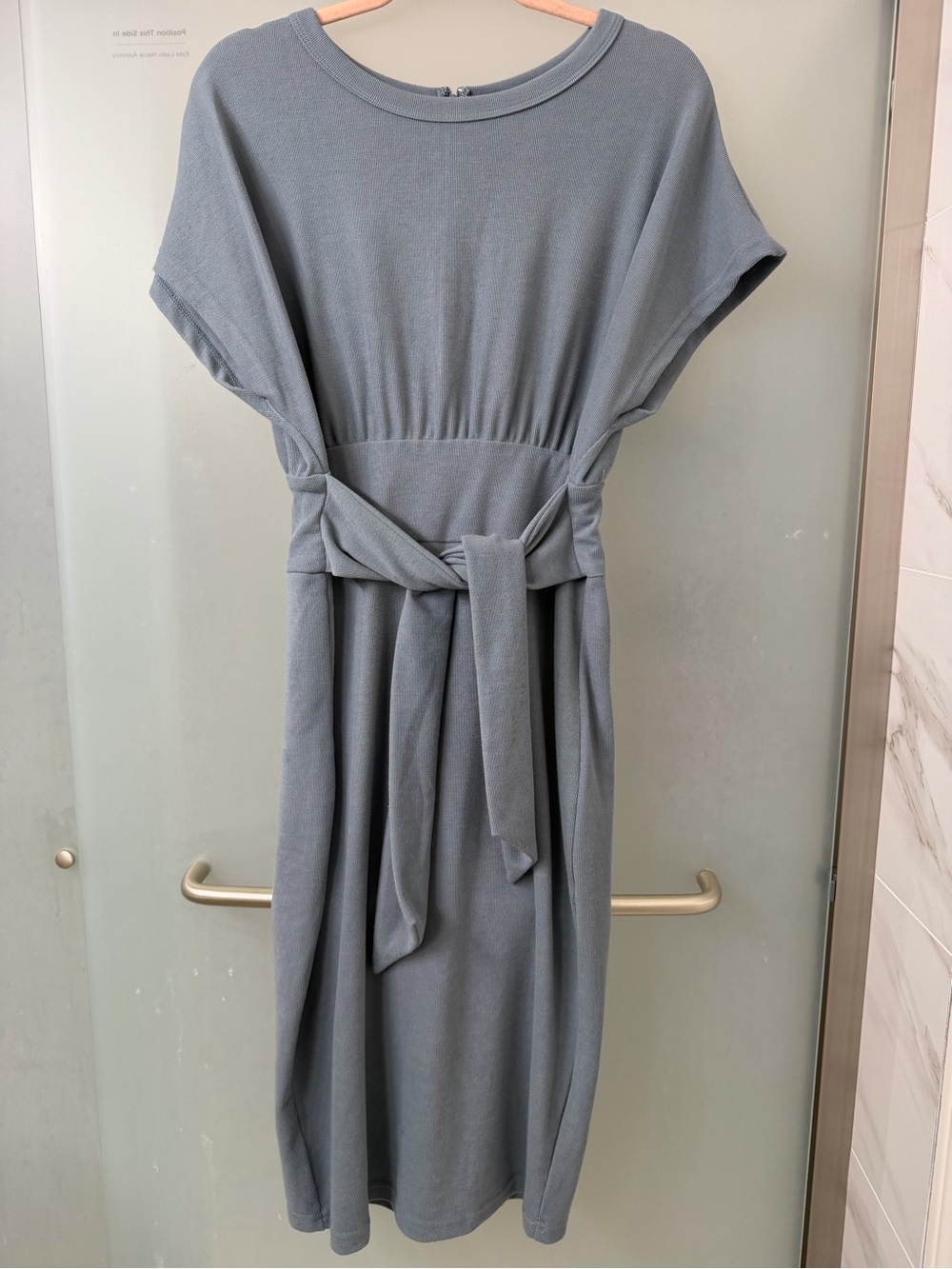 Fashion Nova Slate Blue Short-Sleeve Midi Dress